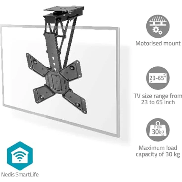 NEDIS Motorisierte TV-Deckenhalterung TVCM5850BK - 23-65 Zoll - Max. 30 kg - Drehbar & Kippbar - Ferngesteuert - Schwarz – Bild 2