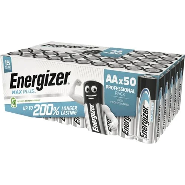 Energizer Energizer Max Plus Mignon (AA)-Batterie Alkali-Mangan 1.5 V 50 St. Batterie, (1.50 V) - 50-Stück langlebige Alkalibatterien, 12 Jahre einsatzbereit – Bild 2