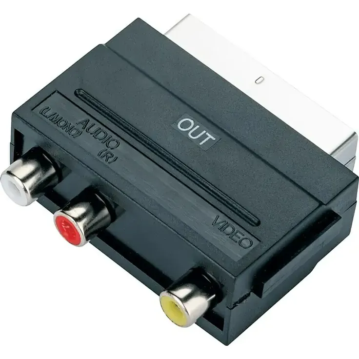 Schwaiger Video-AV-Adapter OUT, 1 x Scart-Stecker, 3 x Cinch-Kupplung für Audio-/Videoübertragung