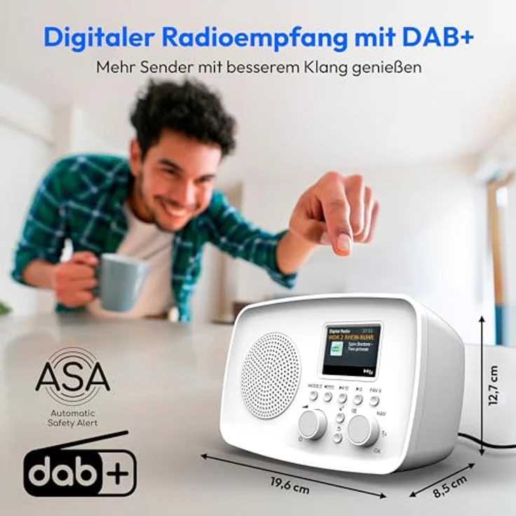 MEDION DAB+ Radio DRE-1, Bluetooth-fähig, DAB+/UKW Empfang, Tropfwasserschutz, Wecker mit Schlummerfunktion, weiß – Bild 2