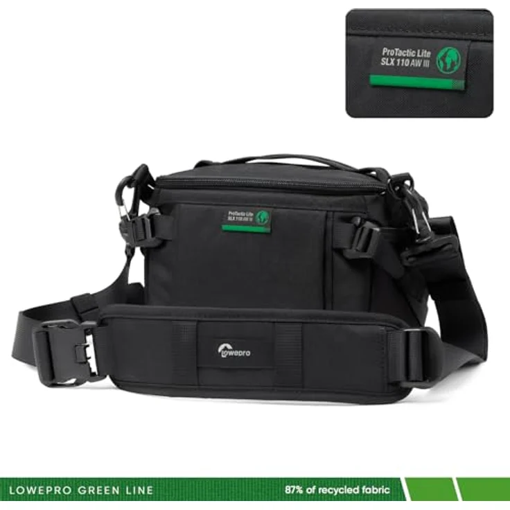 Lowepro ProTactic Lite SLX 110 AW III Kamera-Umhängetasche, 4 l Volumen, für DSLR/spiegellose Kameras, recyceltes Gewebe, grün – Bild 5