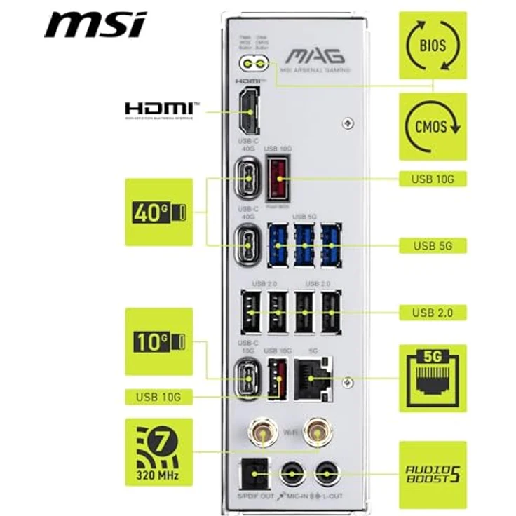 MSI MAG X870E Tomahawk Max WiFi PZ, ATX Mainboard für AMD Ryzen 7000/8000/9000, 256 GB DDR5, Wi-Fi 7, 5 Gigabit Ethernet, schwarz – Bild 6