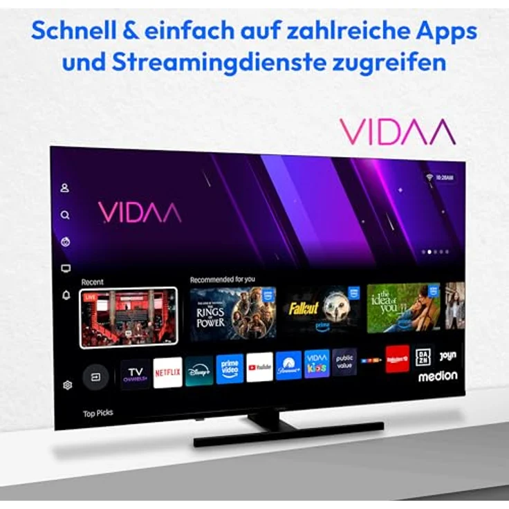 MEDION MD 850600, 50 Zoll QLED Fernseher mit 4K, Smart-TV, Dolby Vision HDR, Bluetooth, Schwarz – Bild 4