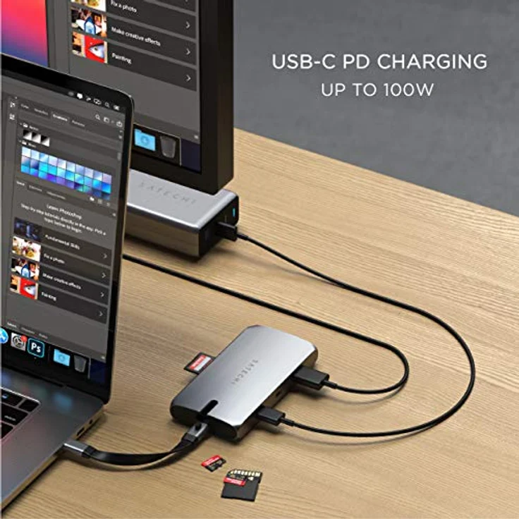 SATECHI USB-C Multiport Adapter, USB-C Hub 9 in 1, On-The-Go Multiport Adapter – Für M2/ M1 MacBook Pro/Air, M2/ M1 iPad Pro/Air, M2 Mac Mini, iMac M1 (Space Grau) – Bild 4