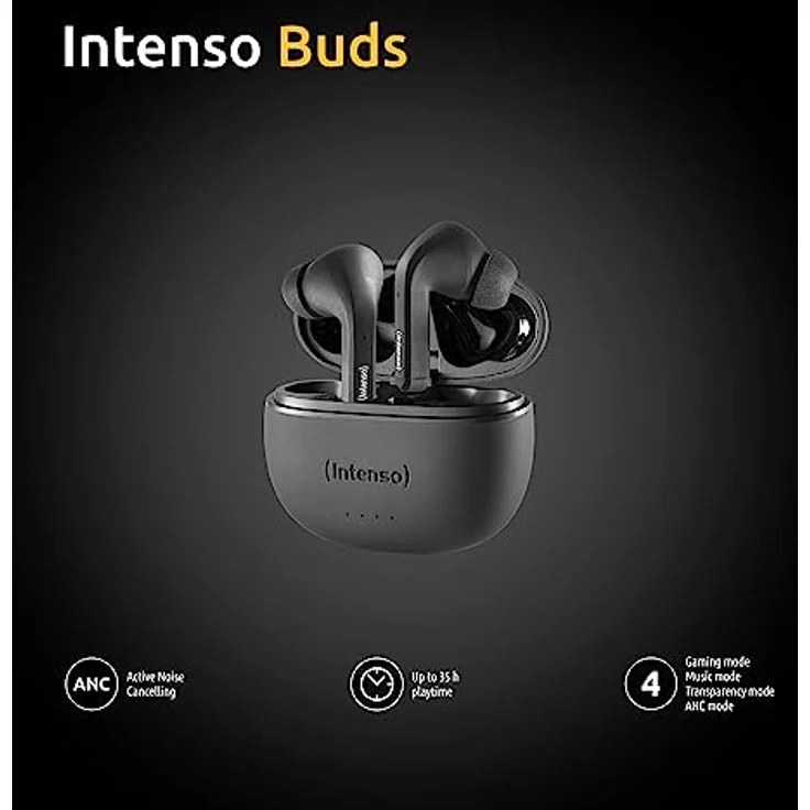 Intenso Black Buds - TWS True Wireless Kopfhörer T300A mit Active Noise Cancelling und bis zu 35 Std. Musikwiedergabe – Bild 5