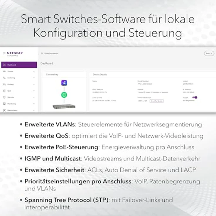 Netgear GS752TXPV3 48-Port Gigabit PoE+ Smart Switch with 10G SFP, Grau – Bild 3