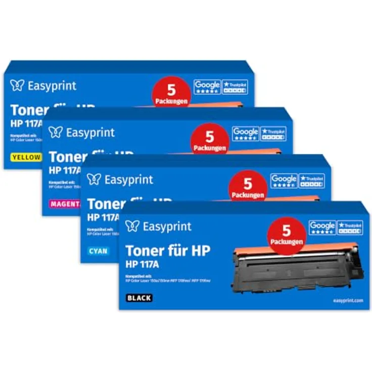 easyprint Toner für HP 117A Multipack (BK/C/M/Y), Kompatibel mit ColorLaser 150 und MFP-178, 5 Stück