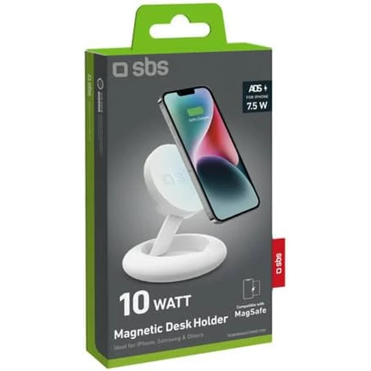 SBS Wireless Charger Stand 10W MagSafe, kabelloses Ladegerät mit Automatic Detection System, weiß – Bild 3