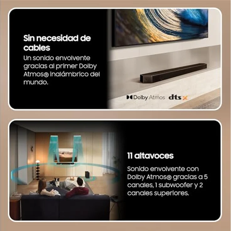 Samsung Soundbar HW-Q700D/ZF Q-Serie, Wireless Dolby Atmos, 3.1.2-Kanal-Audio, Q-Simphony, kompatibel mit Alexa und Google Assistant, Titan Black 2024 – Bild 2