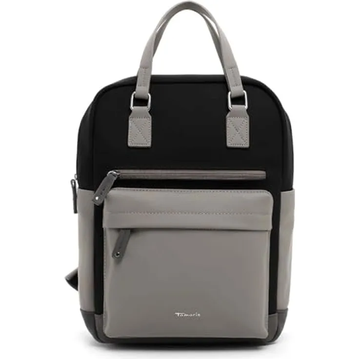 Tamaris Gianna Cityrucksack M, eleganter Rucksack in Schwarz/Grau mit viel Stauraum für Laptop und Utensilien, 26 x 38 x 15 cm