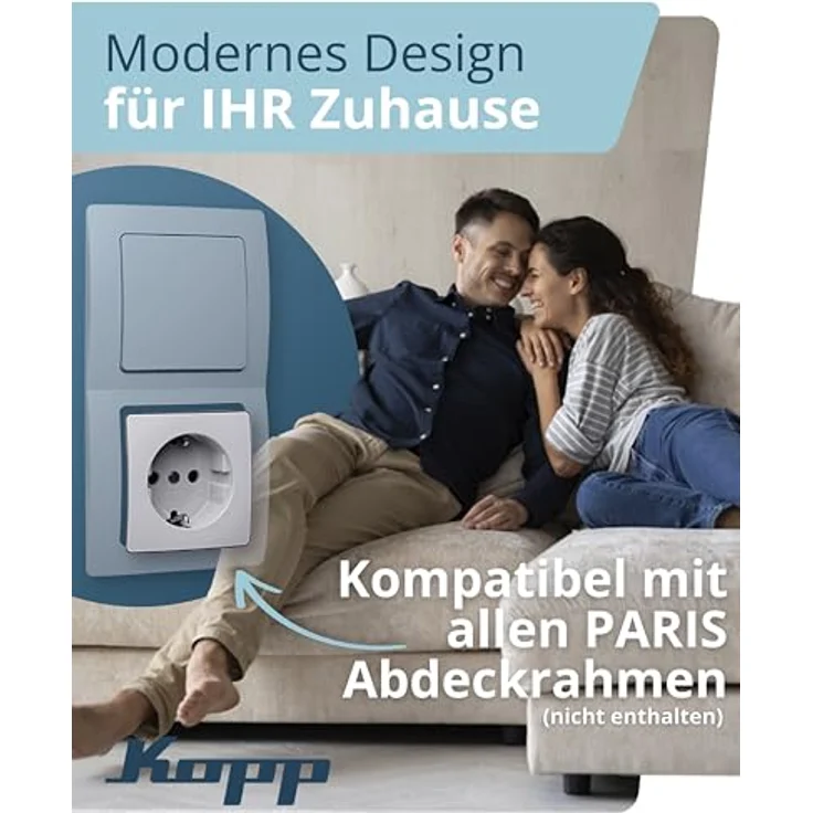 Kopp Paris Profi-Pack: 6 Schutzkontakt-Steckdosen mit Berührungsschutz I Schutzkontakt-Dosen 16 A - 250 V - IP20 I Wand-Steckdose für Innen-Bereich I Arktis-Weiß – 920702011 – Bild 3