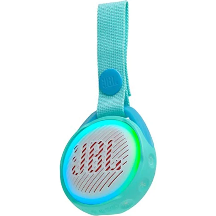 JBL JR Pop Mini-Boombox für Kids - Poppiger, wasserdichter Bluetooth-Lautsprecher mit eingebauten Lichtmotiven - Bis zu 5 Stunden Musik hören mit nur einer Akku-Ladung Türkis – Bild 2