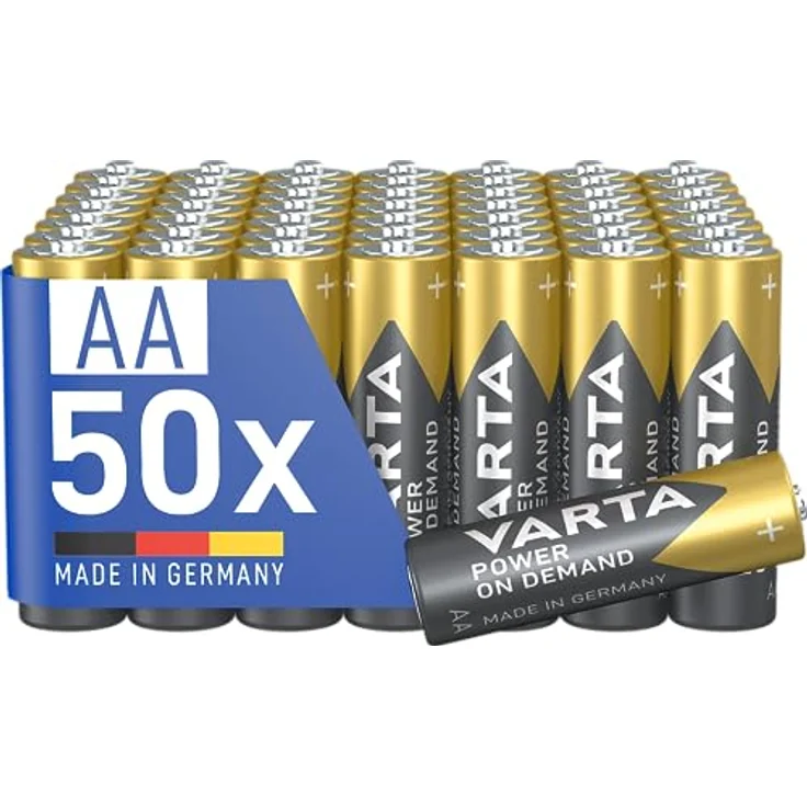 VARTA Batterien AA, 50 Stück, Power on Demand, Alkaline, 1,5V, Vorratspack, smart, flexibel, leistungsstark, ideal für Computerzubehör, Smart Home Geräte, Made in Germany [Exklusiv bei Amazon] – Bild 1