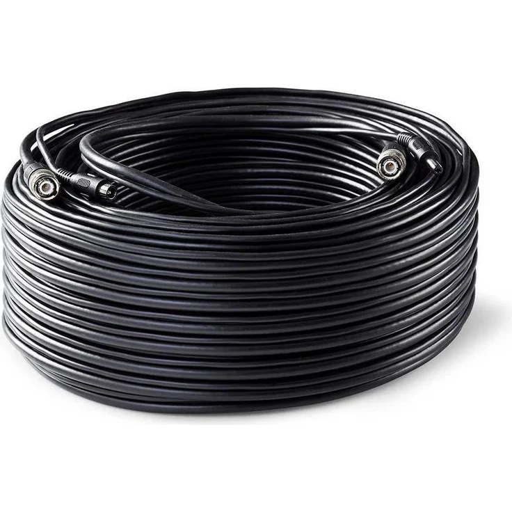 Nedis CCTV-Sicherheitskabel BNC/DC, 50 m rund, schwarz, PVC, für Überwachungskameras