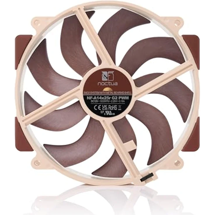 Noctua NF-A14x25r G2 PWM, 140mm Rundrahmenlüfter, 4-Pin (Braun) mit revolutionärer Kühlleistung – Bild 3