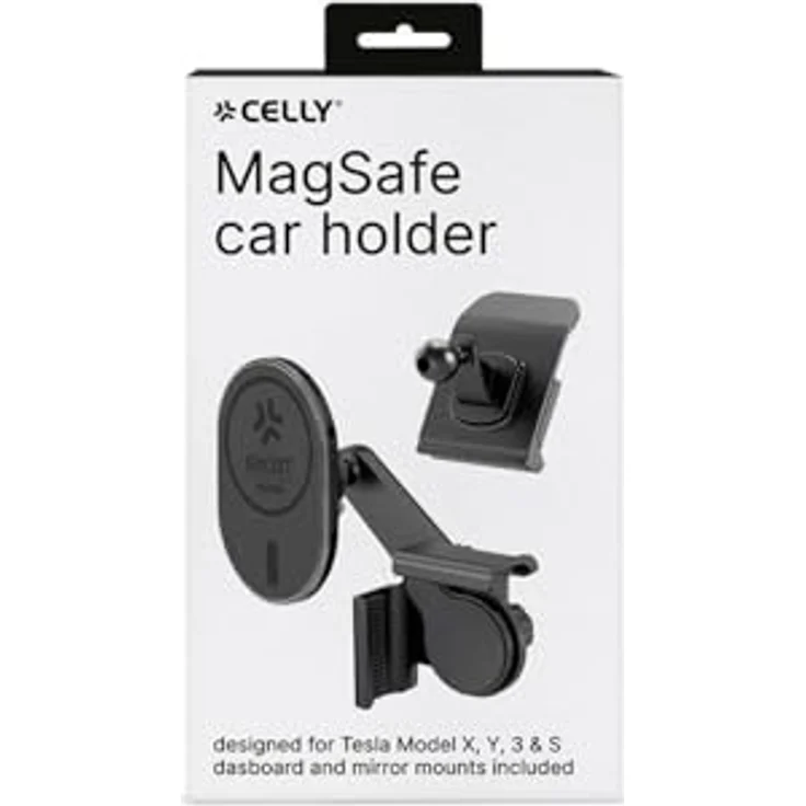 Celly Ghost Magsafe Smartphone Halter für Tesla, 360° drehbare Halterung, Schwarz – Bild 3