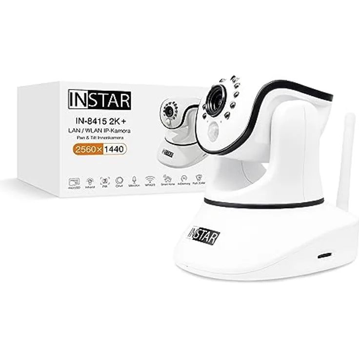 INSTAR IN-8415 2K+ Weiss - LAN/PoE/WLAN Überwachungskamera mit KI (AI) - steuerbare IP Kamera - WPA3-2,4 und 5Ghz WiFi - Verwendung im Innenbereich - PIR - PTZ - HomeKit - MQTT