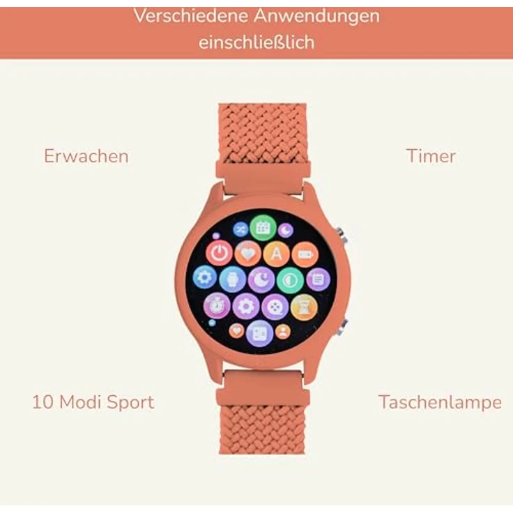 KIDYWOLF K-Watch Korallen, Interaktive Kinderuhr mit OLED-Display, Wasserfest, Taschenlampe und 10 Sportmodi, ab 8 Jahren – Bild 3