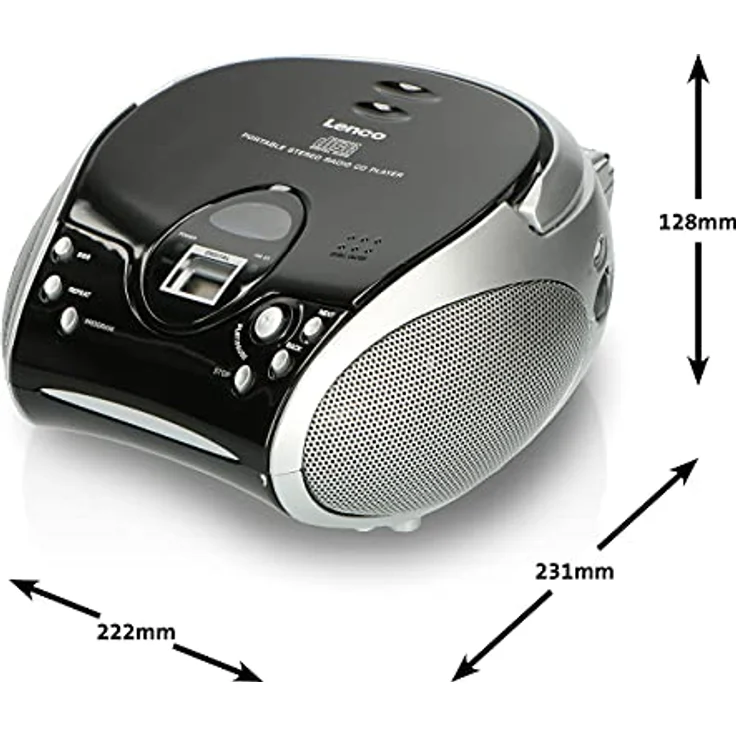 Lenco SCD24 - CD-Player für Kinder - CD-Radio - Stereoanlage - Boombox - UKW Radiotuner - Titel Speicher - 2 x 1,5 W RMS-Leistung - Netz- und Batteriebetrieb - Silber – Bild 5