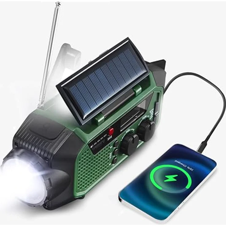 Camry CR1919 Notfallradio, multifunktional mit Solar, Dynamo und USB-C, Bluetooth 5.0, 4000 mAh, grün – Bild 9