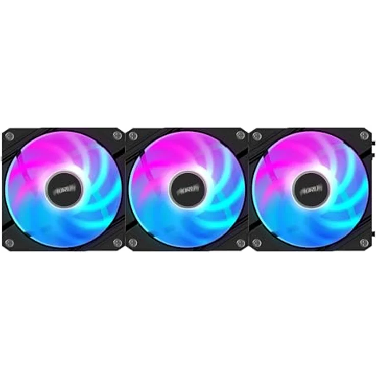 Gigabyte AORUS EZ CHAIN FAN 120, 3er Set CPU Wasserkühler mit Daisy-Chain-Setup und leisem Lüfterblatt-Design, Schwarz – Bild 2