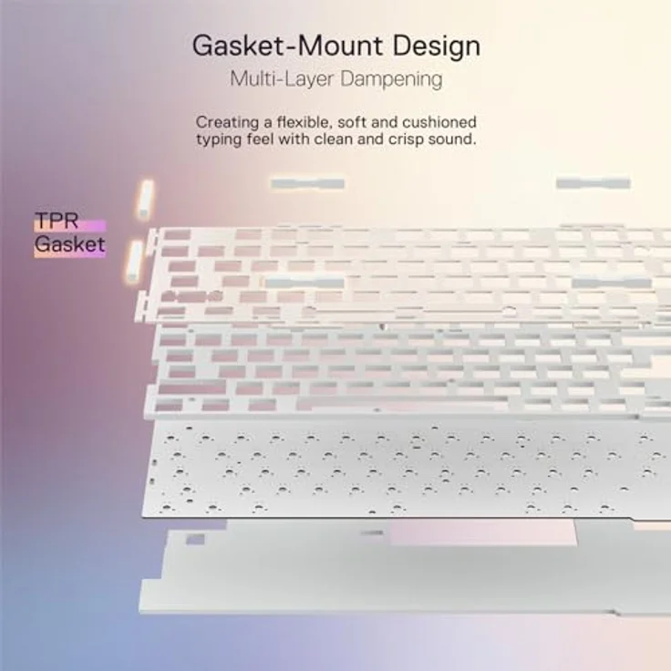 Redragon K673 PRO 75% Wireless Gasket RGB Gaming Tastatur, Lineare Rote Schalter, 3-Modus 81 Tasten, Hot-Swap Sockel, Drehknopf, Geräuschdämpfende Pads – Bild 5