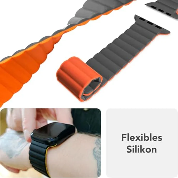 Nalia Core Smartwatch-Armband für Apple Watch 38/40/41/42mm (Serie 10/11), Magnetisches Silikon, Atmungsaktiv, Wasserfest, Sport & Alltag – Bild 7
