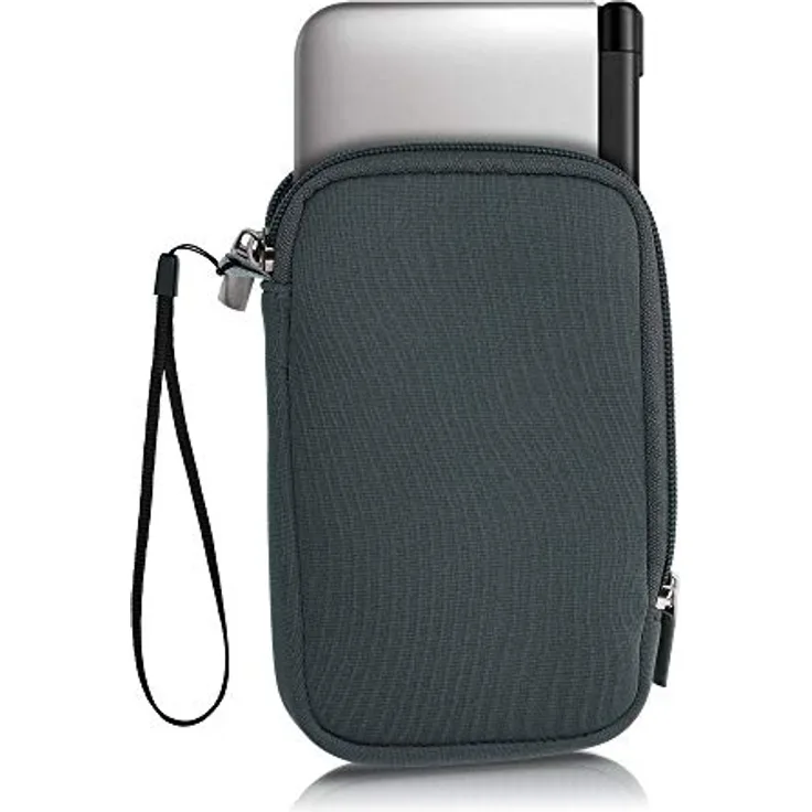 kwmobile Neopren Schutztasche kompatibel mit Nintendo 3DS XL, grau - wasserdicht, leicht und griffig mit Reißverschluss