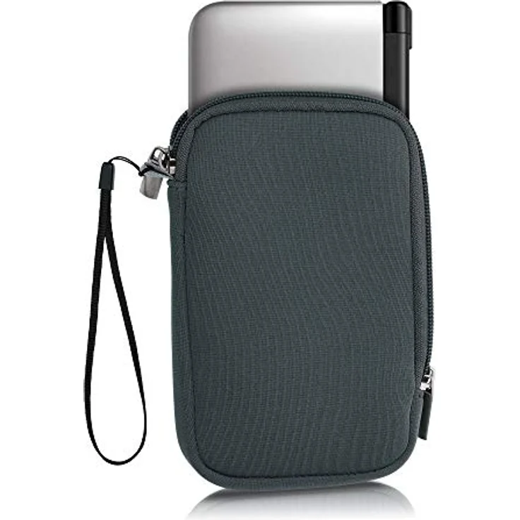 kwmobile Neopren Schutztasche kompatibel mit Nintendo 3DS XL, grau - wasserdicht, leicht und griffig mit Reißverschluss – Bild 1