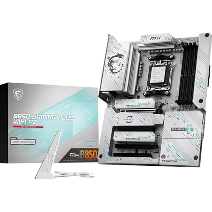 MSI B850 Gaming Plus WiFi PZ Mainboard, ATX, unterstützt AMD Ryzen 9000/8000/7000, AM5, DDR5 8200+ MT/s (OC), PCIe 5.0 x16, M.2 Gen5, Wi-Fi 7, 5G LAN – Bild 1