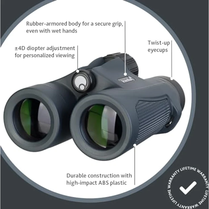 Levenhuk New Karma PLUS 8x32 Fernglas, wasserdicht und schockfest mit BaK4-Optik, schwarz – Bild 2