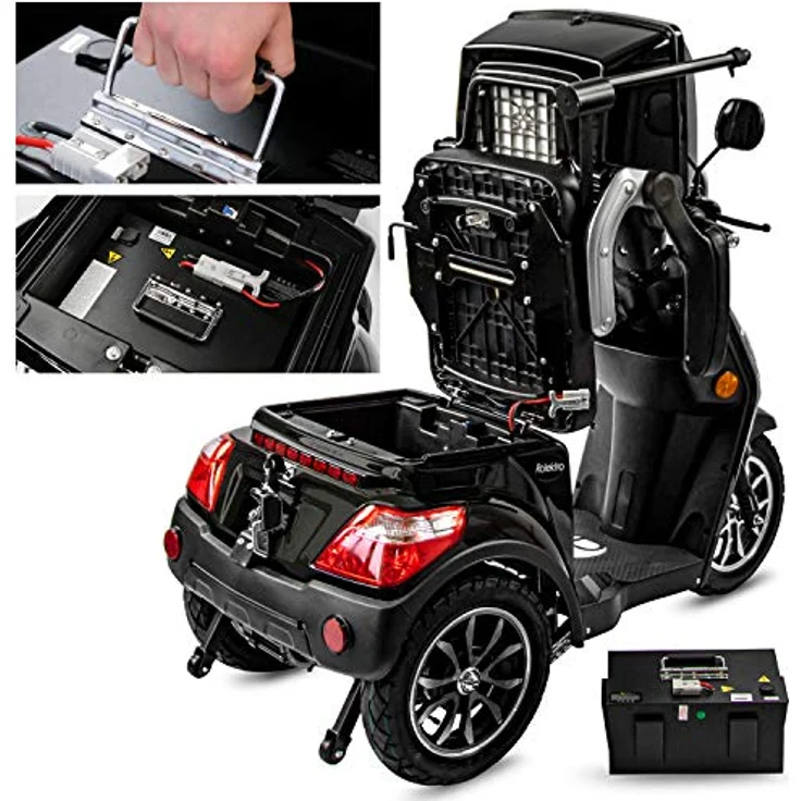 Rolektro E-Trike 25 V.3 Pro Dreirad Schwarz - 1000W Elektromobil - 70km Reichweite - herausnehmbarer Lithium Akku - Seniorenmobil mit Straßenzulassung – Bild 5