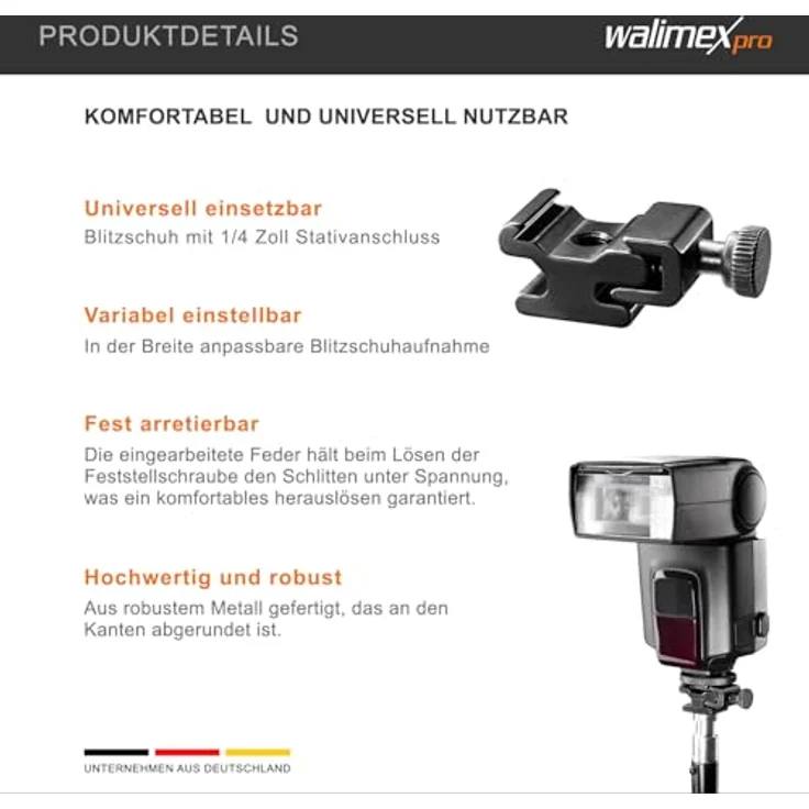Walimex Universal Blitzschuh (mit 1-4 Zoll) Stativanschluss) – Bild 3
