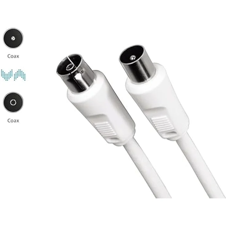 Hama Antennenkabel, Koax-Stecker zu Koax-Kupplung, 10 m, 75 dB, Weiß – Bild 3