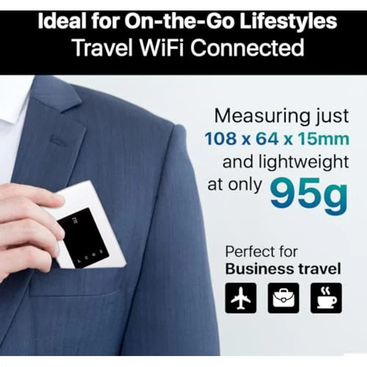 ZTE MF920U, CAT4/4G LTE Mobiles WLAN, entsperrt, tragbarer Hotspot, verbindet bis zu 10 Geräte, 2000 mAh Akku, inkl. kostenloser Smarty SIM-Karte, Weiß – Bild 6