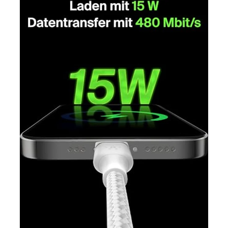 Belkin USB-C/USB-A Kabel ummantelt, 1 m, weiß – Bild 2