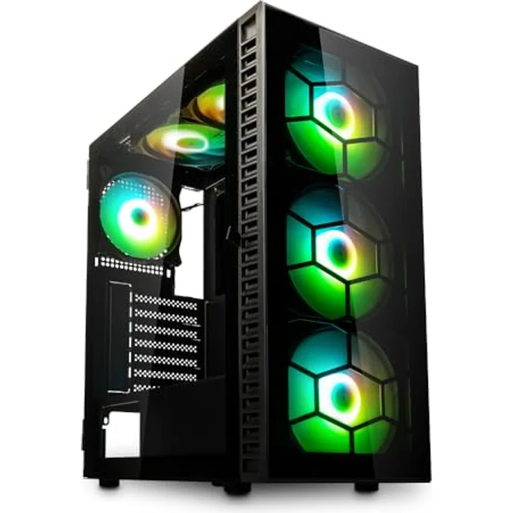 KOLINK Observatory HF Plus Glass ARGB Midi-Gehäuse, Schwarz, Dynamische Beleuchtung, 330 mm GPU-Freiraum, Gehärtete Glasplatten – Bild 1