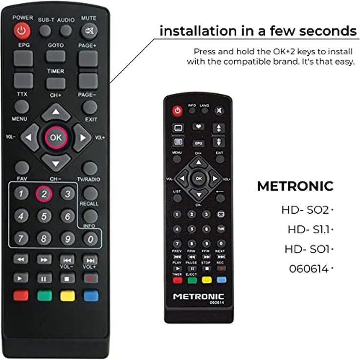 LEYF Universal 7in1 Fernbedienung Kompatibel für DVB-T TNT Receiver Strong, Echosat, Tempo, Leyf, Engel, Metronic, Strom, LiveTNT, Xoro, Thomson, Edision – Bild 4