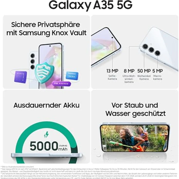 Samsung Galaxy A35 (128 GB, Awesome Navy, 6.60", SIM + eSIM, 50 Mpx, 5G), Smartphone, Schwarz – Bild 4