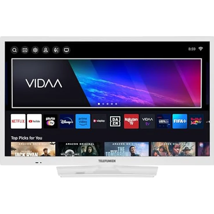 Telefunken Fernseher 24 Zoll Smart TV VIDAA XH24VP550M-W HD Fernseher, HDR TV mit integriertem Triple-Tuner, LED TV weiß – Bild 2