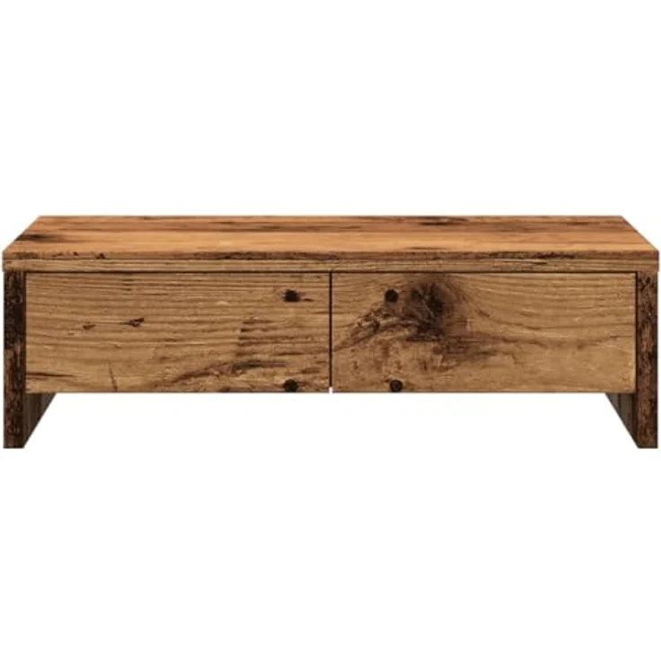 vidaXL Monitorständer mit Schubladen, Altholz-Optik, 50x27x15 cm, robuster Holzwerkstoff, pflegeleicht – Bild 5