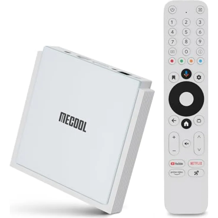MECOOL KM2 Plus Deluxe Android TV Box, HDR 10+ 4K Dolby Vision Display, Google Netflix zertifiziert Prime Voice Assistant Video WiFi 6 Dual Band TV Box, schwarz