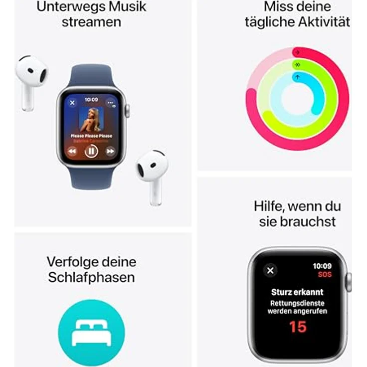 Apple Watch SE (2024) Smartwatch (Watch OS) - Motivierende Fitnessdaten, innovative Features, neue Armbandfarben – Bild 3
