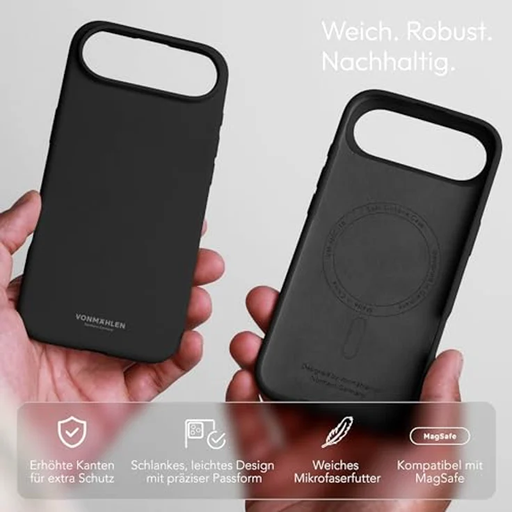 VONMÄHLEN Soft Silicone Case für iPhone, recycelte Silikonhülle mit Mikrofaserfutter und Kamera-Displayschutz, kompatibel mit MagSafe – Bild 2