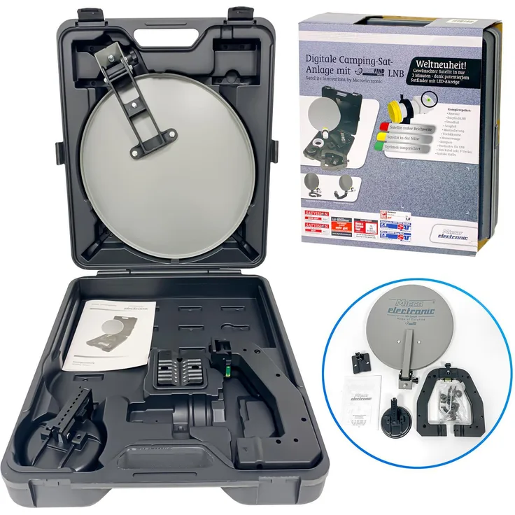 Micro electronic CS40 Camping Sat-Anlage, Mobiler Empfang für ASTRA und HOTBIRD, anthrazit im Hartschalenkoffer