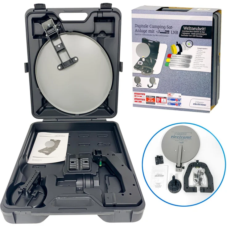 Micro electronic CS40 Camping Sat-Anlage, Mobiler Empfang für ASTRA und HOTBIRD, anthrazit im Hartschalenkoffer