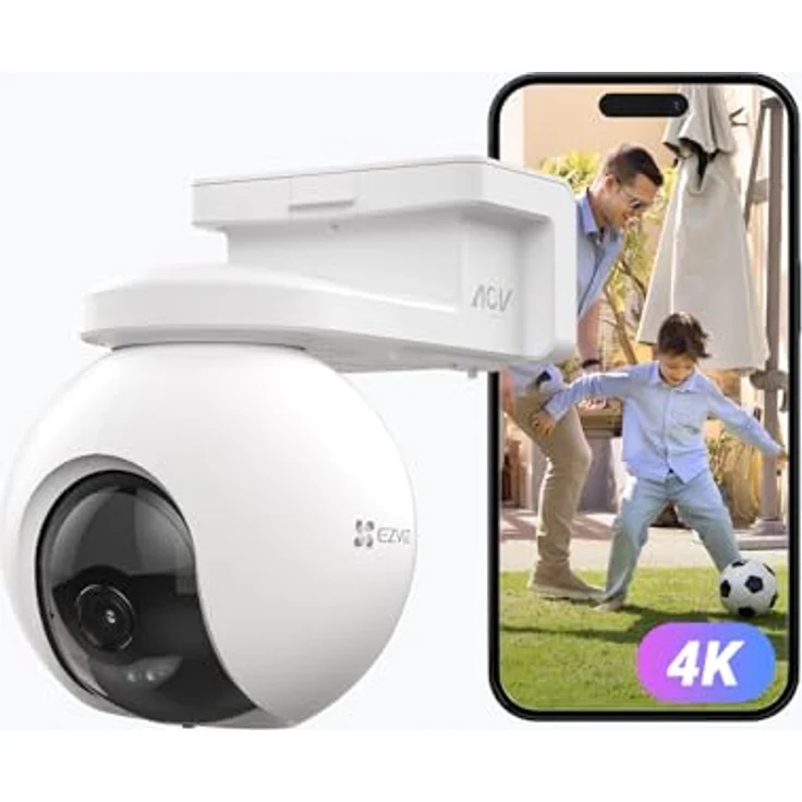 EZVIZ CB8 Pro 4K, Kabellose 360° Solar/Akku WLAN-Außenkamera mit Farbnachtsicht, KI Personen- und Fahrzeugerkennung, Zwei-Wege-Audio – Bild 1