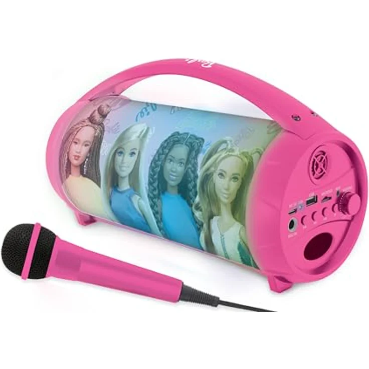 Lexibook Barbie Bluetooth-Lautsprecher mit Mikrofon, mehrfarbige Lichteffekte, kabellos, USB-Anschluss – Bild 3