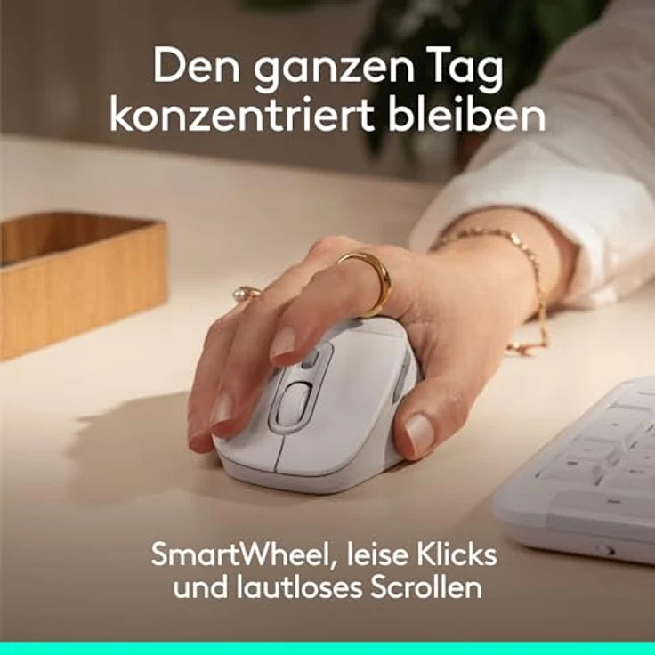 LOGITECH Signature Comfort Plus MK880, kabelloses Maus- und Tastaturset mit ergonomischer Handballenauflage, Off White – Bild 13
