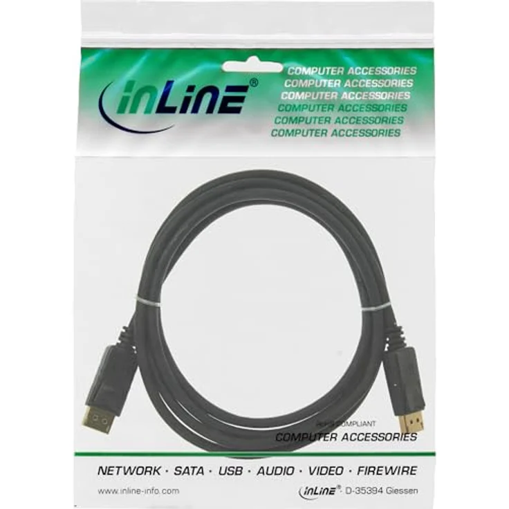 InLine DisplayPort 1.4 Kabel, 0,5m, 8K@60Hz, 4K@120Hz, vergoldete Kontakte, HDR, schwarz, 15355 – Bild 4